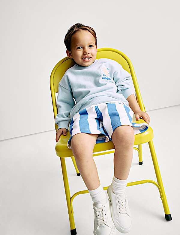 2pc Cotton Rich Sweatshirt and Shorts Set (1-8 Yrs) - SE