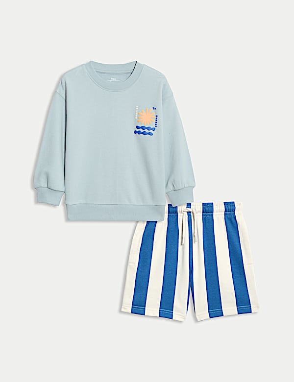2pc Cotton Rich Sweatshirt and Shorts Set (1-8 Yrs) - SE