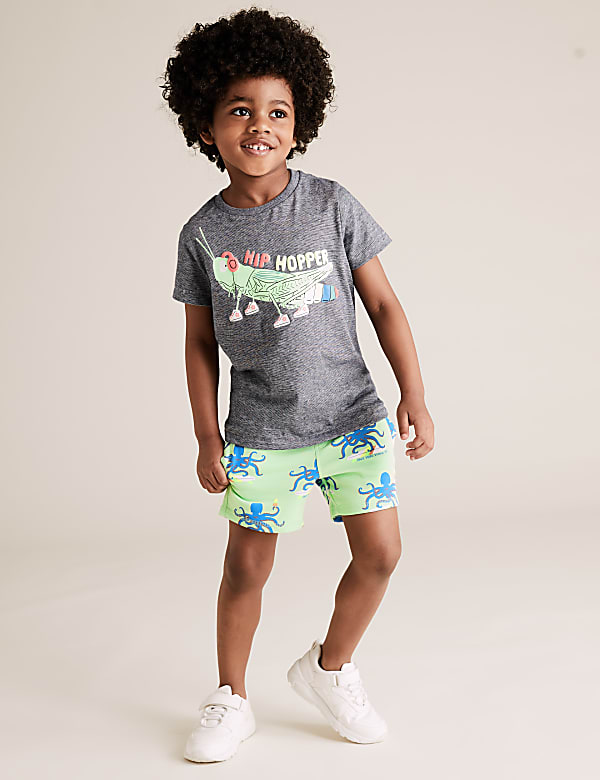 Organic Cotton Printed Octopus Shorts