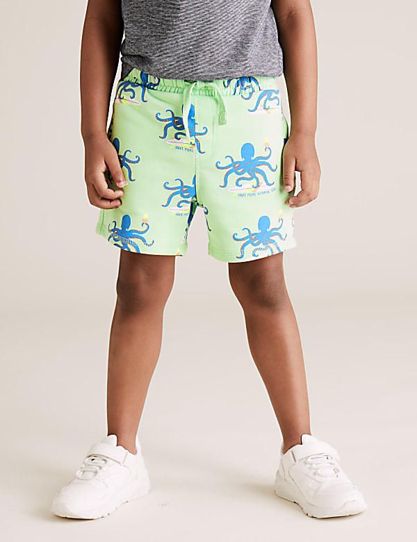 Organic Cotton Printed Octopus Shorts