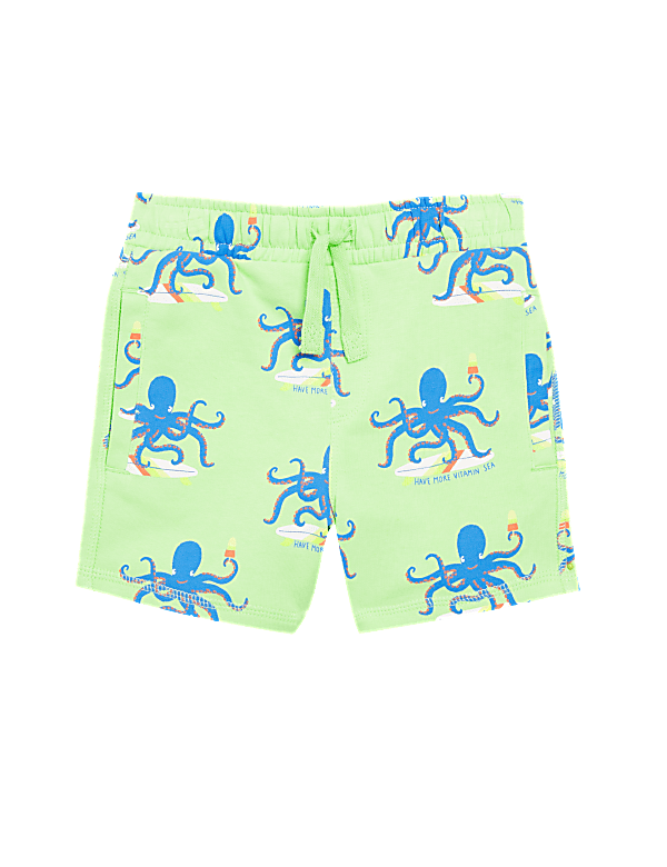 Organic Cotton Printed Octopus Shorts