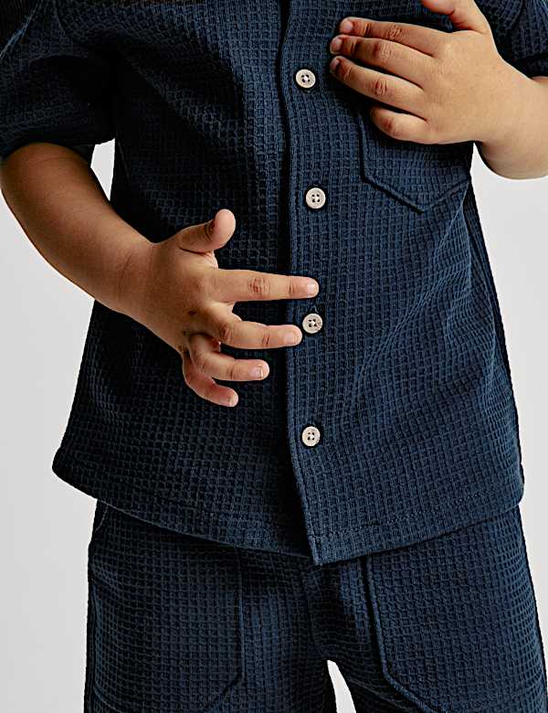 2pc Pure Cotton Waffle Shirt and Short Set (2-8 Yrs)