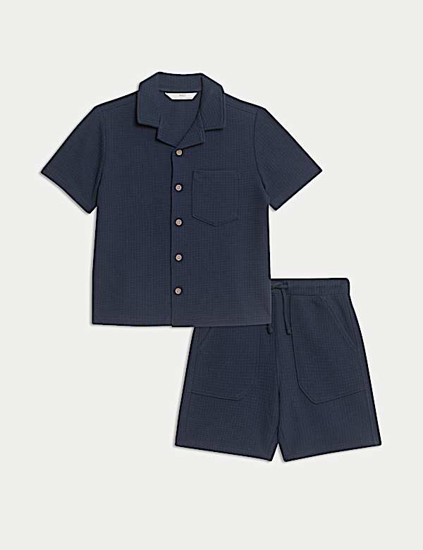 2pc Pure Cotton Waffle Shirt and Short Set (2-8 Yrs) - GR