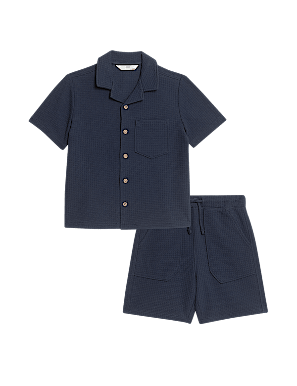 2pc Pure Cotton Waffle Shirt and Short Set (2-8 Yrs)