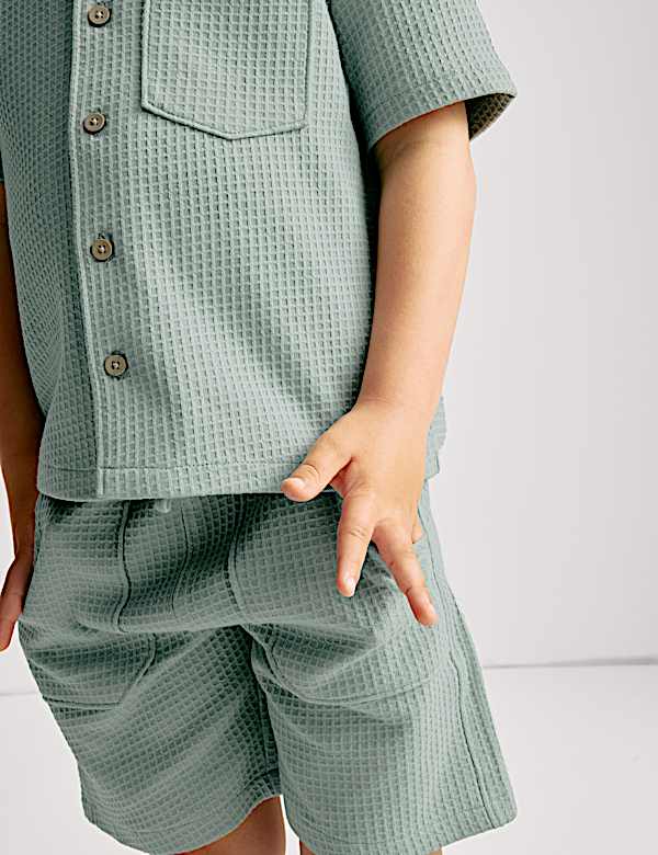 2pc Pure Cotton Waffle Shirt and Short Set (2-8 Yrs)