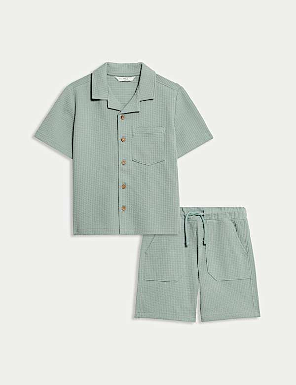 2pc Pure Cotton Waffle Shirt and Short Set (2-8 Yrs)