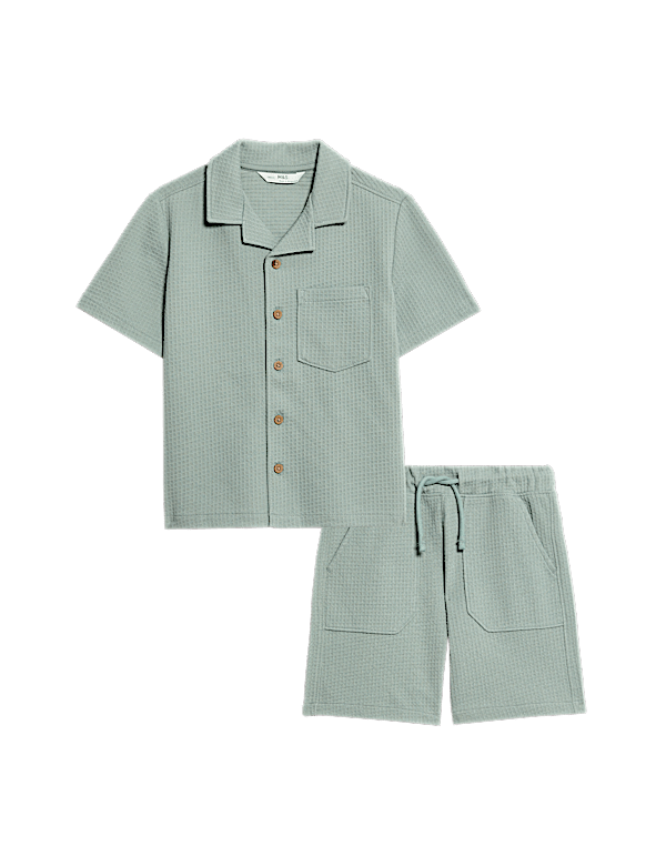 2pc Pure Cotton Waffle Shirt and Short Set (2-8 Yrs)