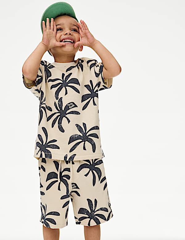 2pc Pure Cotton Palm T-shirt and Shorts Set (2-8 Yrs)