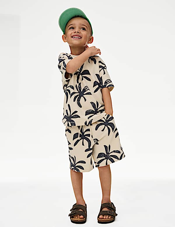 2pc Pure Cotton Palm T-shirt and Shorts Set (2-8 Yrs)