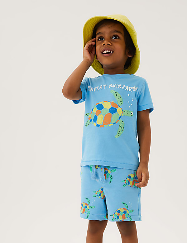 Cotton Rich Turtle Print Shorts (2-7 Yrs)