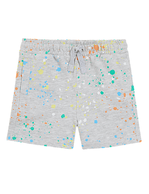 Cotton Rich Paint Splatter Print Shorts