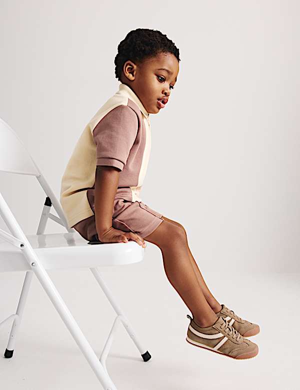 2pc Cotton Blend Pique Colour Block Polo Outfit (1-8 Yrs) - US