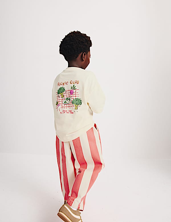 2 Piece Pure Cotton T-Shirt & Striped Trousers Outfit (2-8 Years) - SK