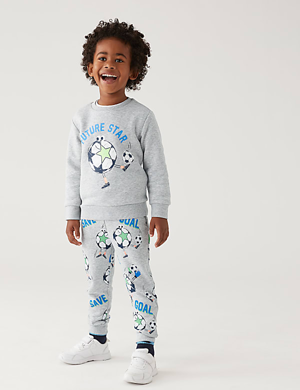 Jogger με print με ποδόσφαιρο και υψηλή περιεκτικότητα σε βαμβάκι (2-7 ετών) - GR