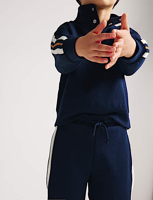 2 Piece Cotton Blend Side Taped Outfit (2-8 Yrs) - AU