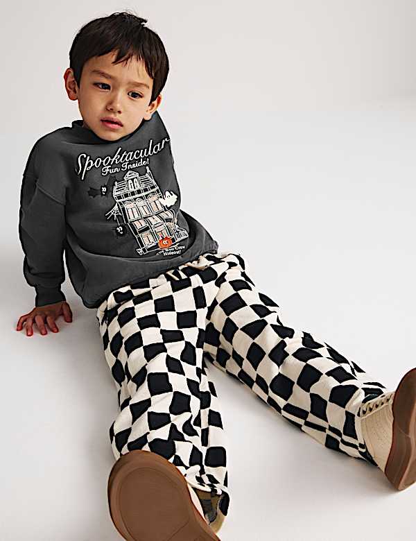 Cotton Rich Halloween Patterned Top & Bottom Outfit (2-8 Yrs)