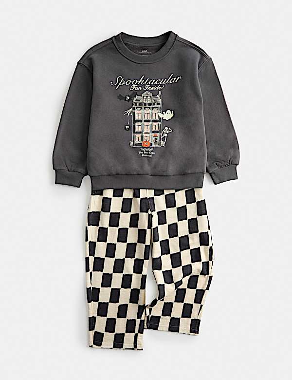 Cotton Rich Halloween Patterned Top & Bottom Outfit (2-8 Yrs) - AU