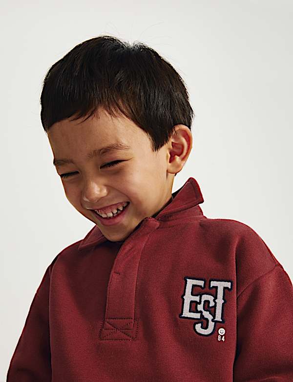 Pakaian 2 Potong Sweatshirt Rugby Bahan Katun (2-8 Thn) - ID