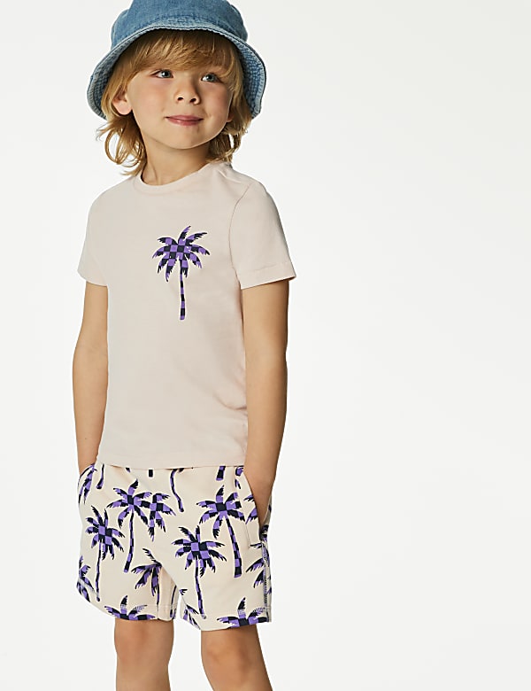 Cotton Rich Palm Tree Print Shorts