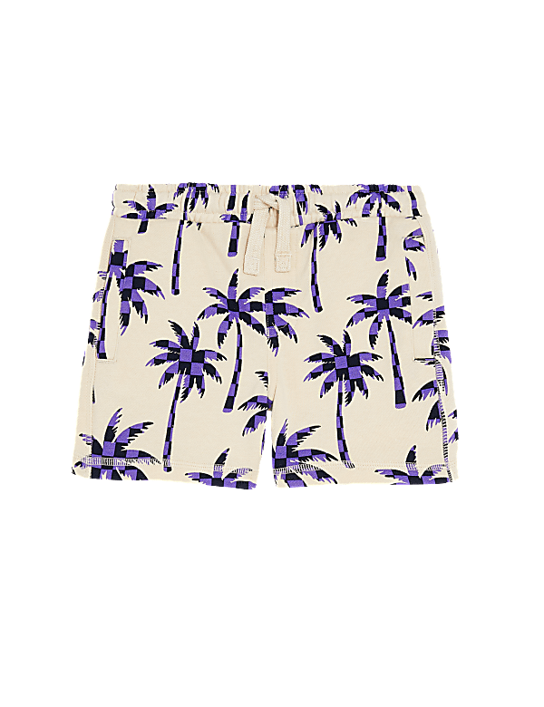Cotton Rich Palm Tree Print Shorts