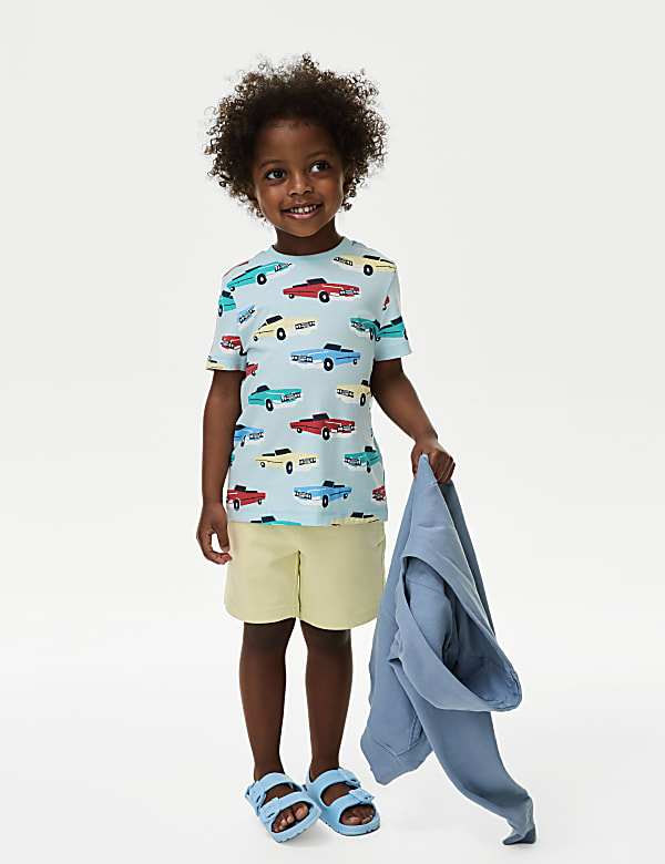 Pure Cotton Car Print T-Shirt (2-8 Yrs) - JE