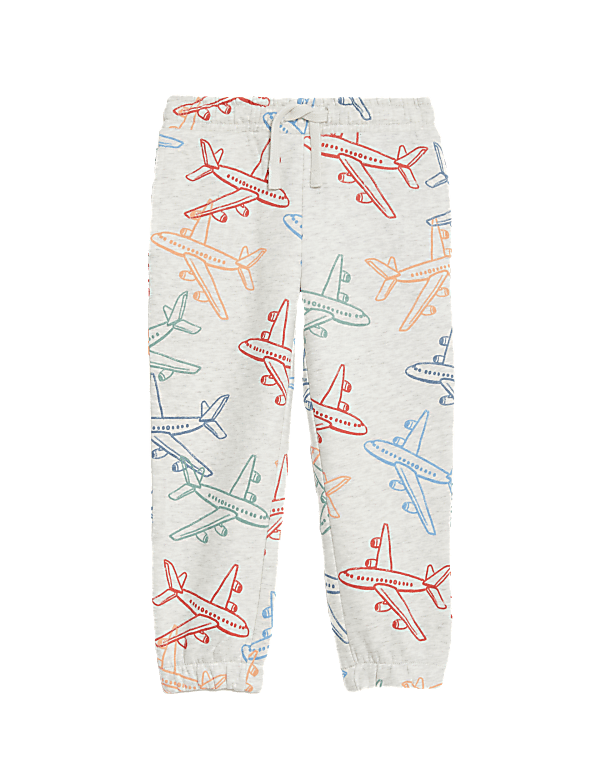 Cotton Rich Aeroplane Print Joggers (2-8 Yrs)