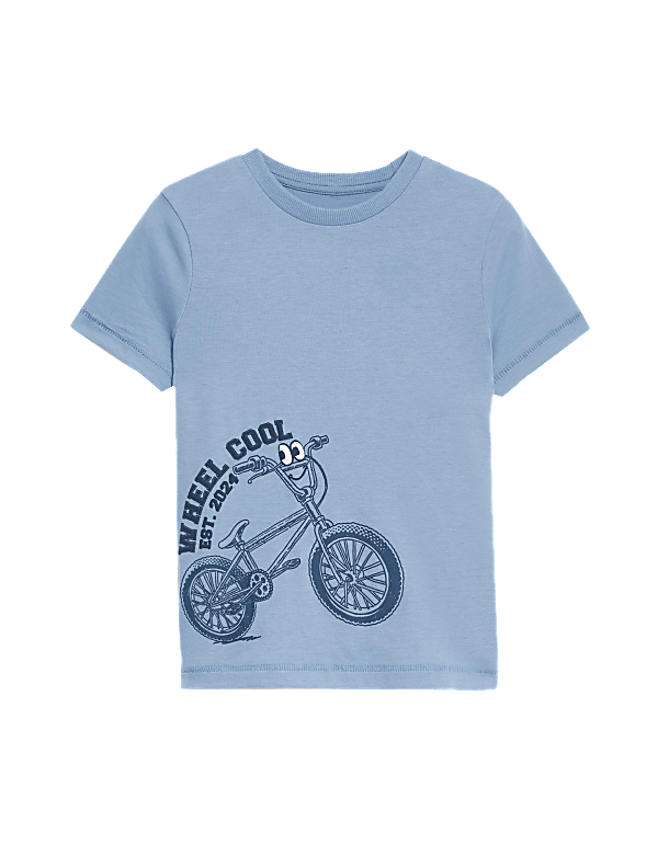 Pure Cotton Bike Print T-Shirt (2-8 Yrs)