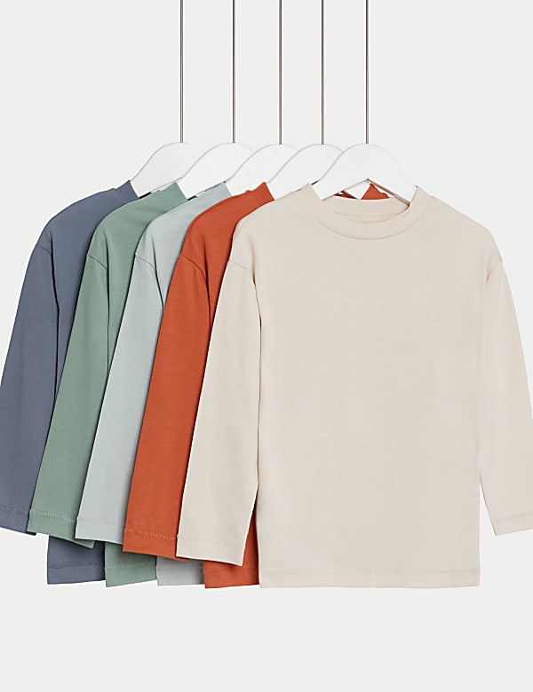 5pk Pure Cotton Plain Tops (2-8 Yrs) - ID