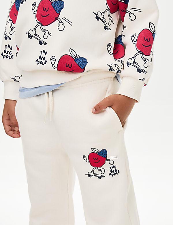 Cotton Rich Apple Print Joggers (2-8 Yrs) - RO