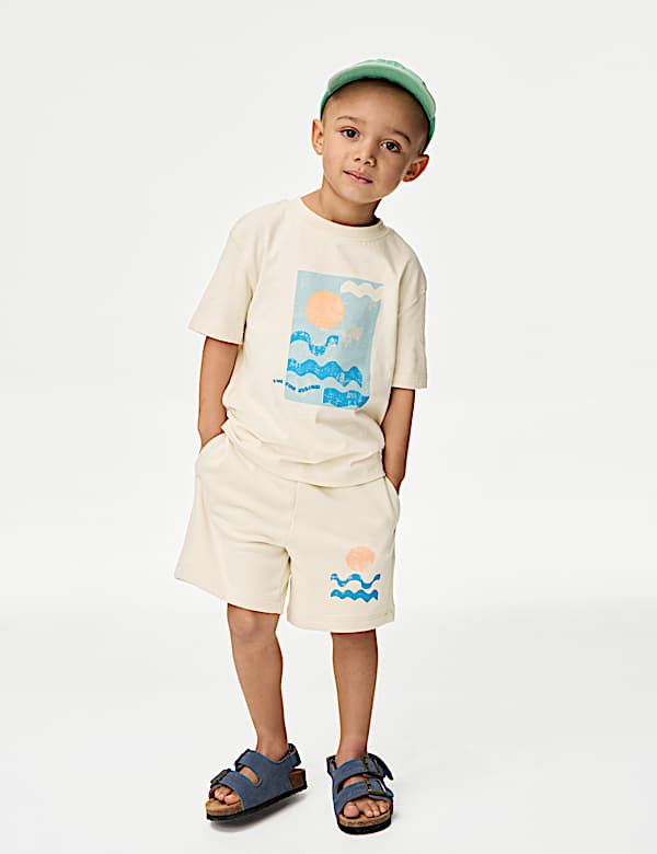 Pure Cotton Wave Graphic T-Shirt (2-8 Yrs)