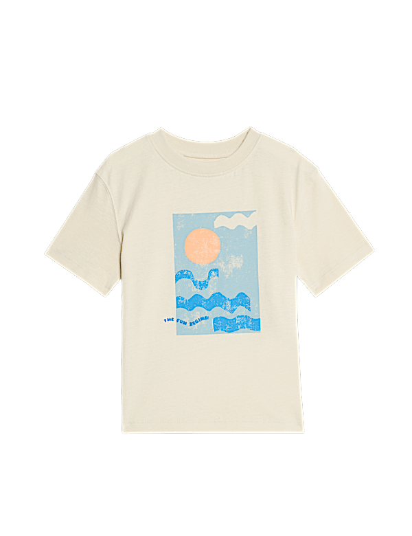 Pure Cotton Wave Graphic T-Shirt (2-8 Yrs)