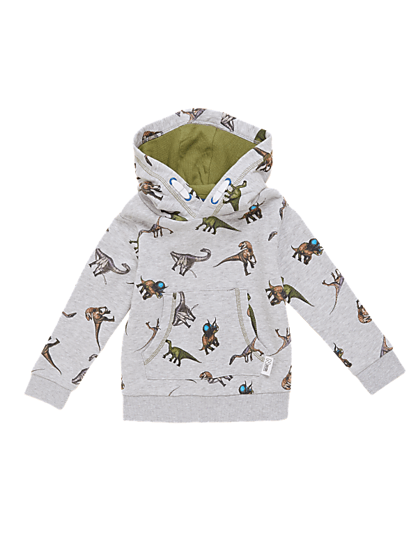 NHM™ Dinosaur Printed Cotton Hoodie (2-12 Yrs)