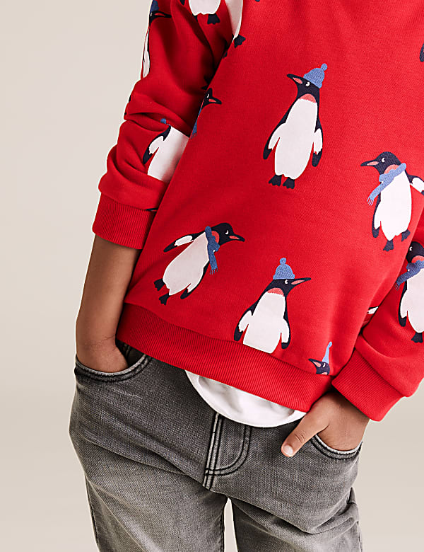 Cotton Penguin Print Sweatshirt (2-7 Yrs)