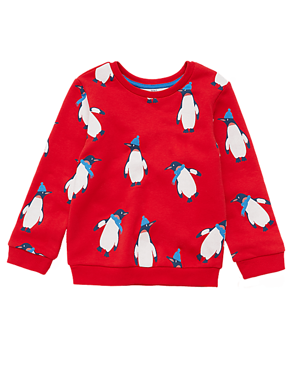 Cotton Penguin Print Sweatshirt (2-7 Yrs)