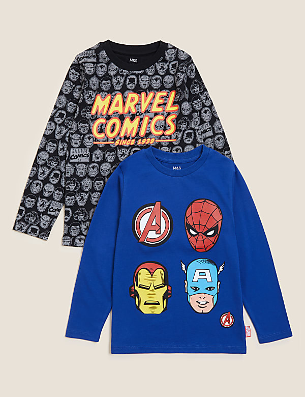 2pk Pure Cotton Marvel Superheroes™ Tops (2-7 Yrs)