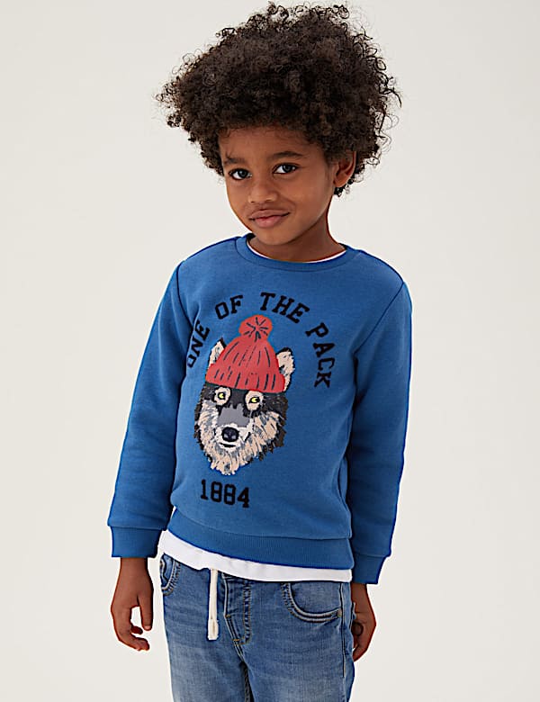 Cotton Rich Wolf Sweatshirt (2-7 Yrs)