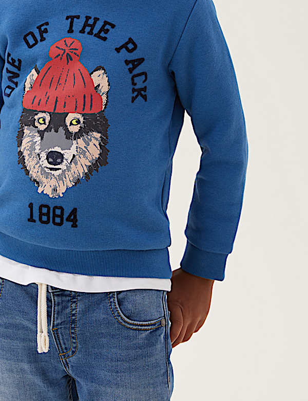 Cotton Rich Wolf Sweatshirt (2-7 Yrs)