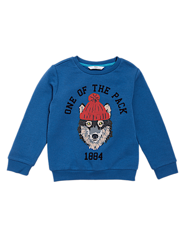 Cotton Rich Wolf Sweatshirt (2-7 Yrs)