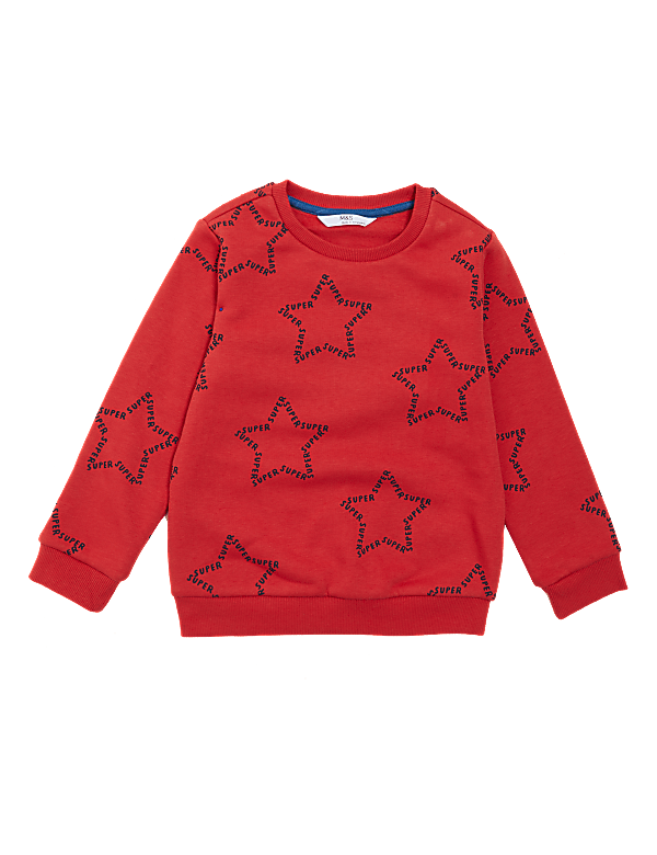 Cotton Rich Star Print Sweatshirt (2-7 Yrs)