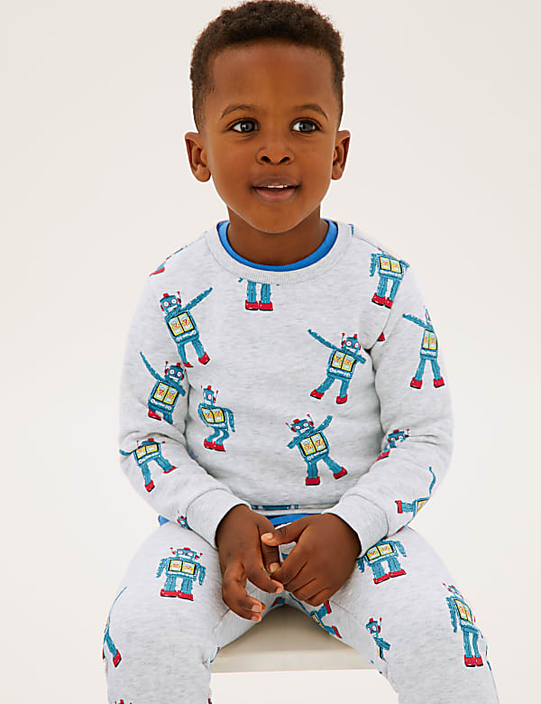 Cotton Rich Robot Print Sweatshirt (2-7 Yrs)