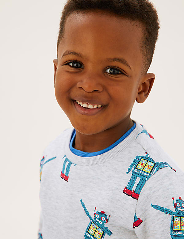Cotton Rich Robot Print Sweatshirt (2-7 Yrs)