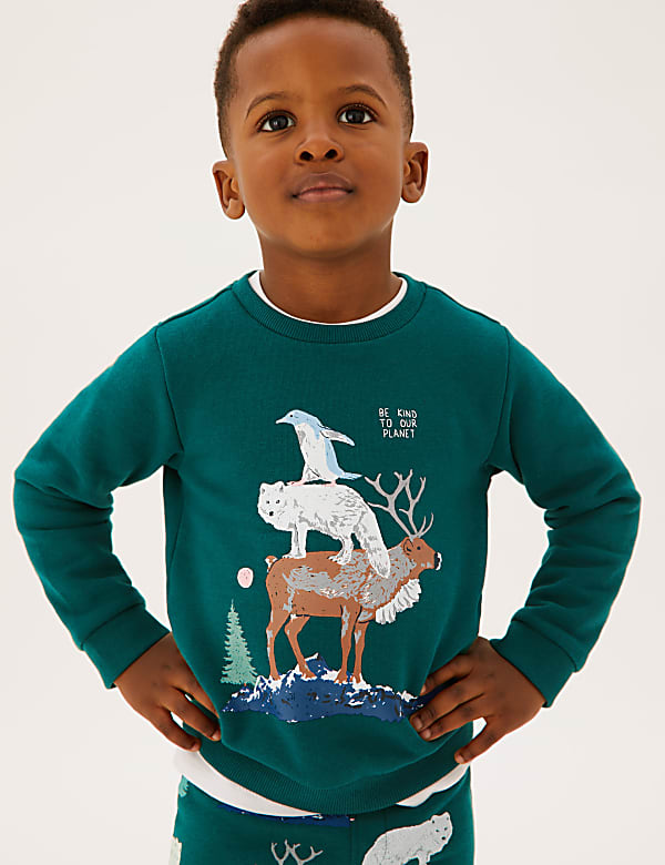 Cotton Rich Animal Stack Sweatshirt (2-7 Yrs)