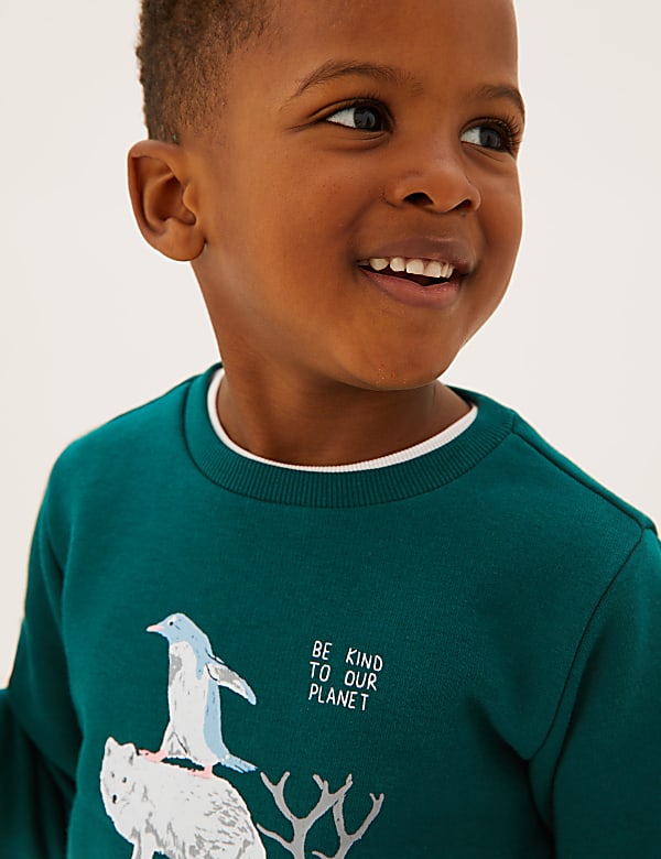 Cotton Rich Animal Stack Sweatshirt (2-7 Yrs)