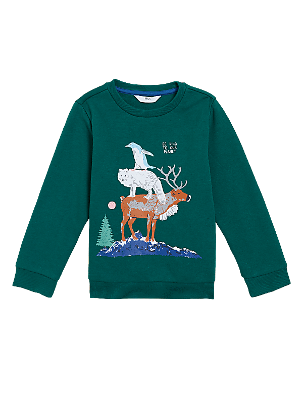 Cotton Rich Animal Stack Sweatshirt (2-7 Yrs)