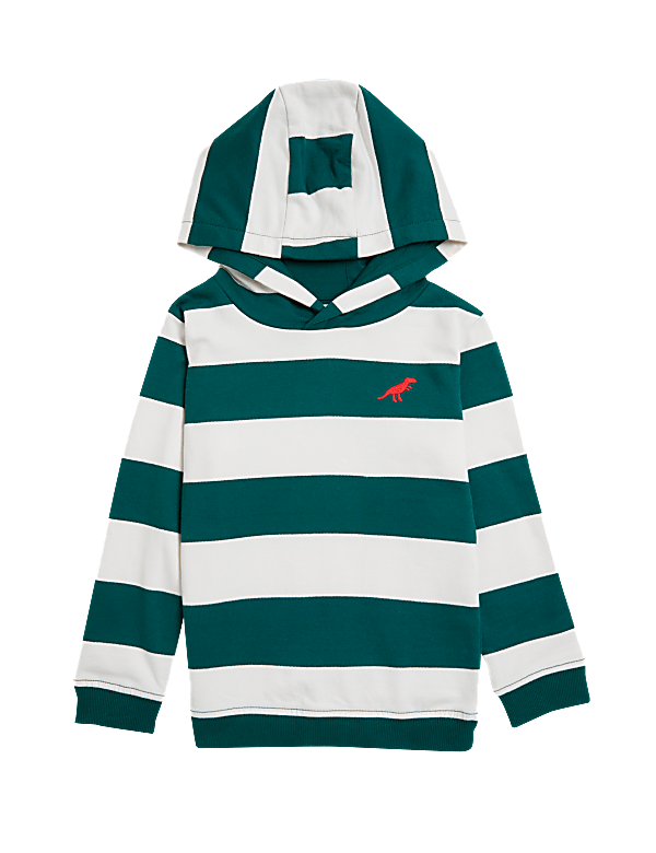 Cotton Rich Striped Hoodie