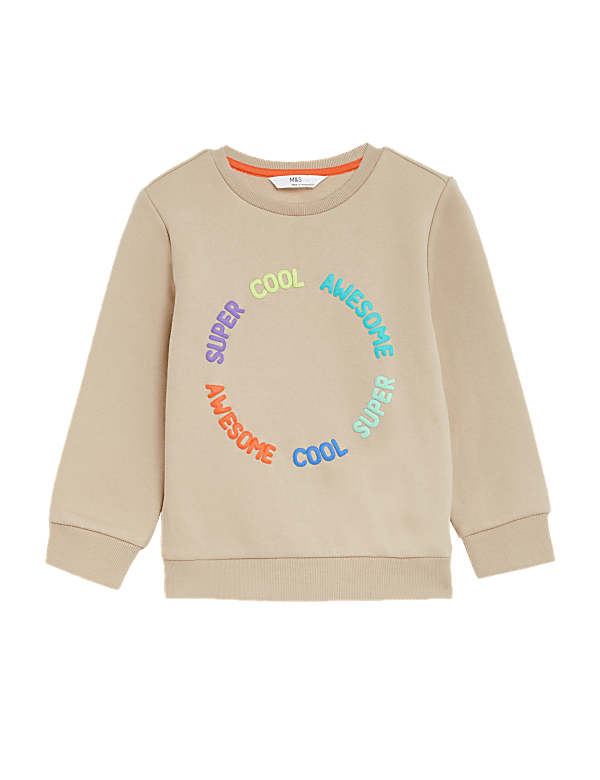 Cotton Rich Slogan Sweatshirt (2-8 Yrs)