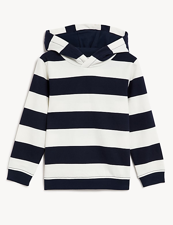 Hoodie Katun Murni Motif Garis (2-8 Thn) - ID