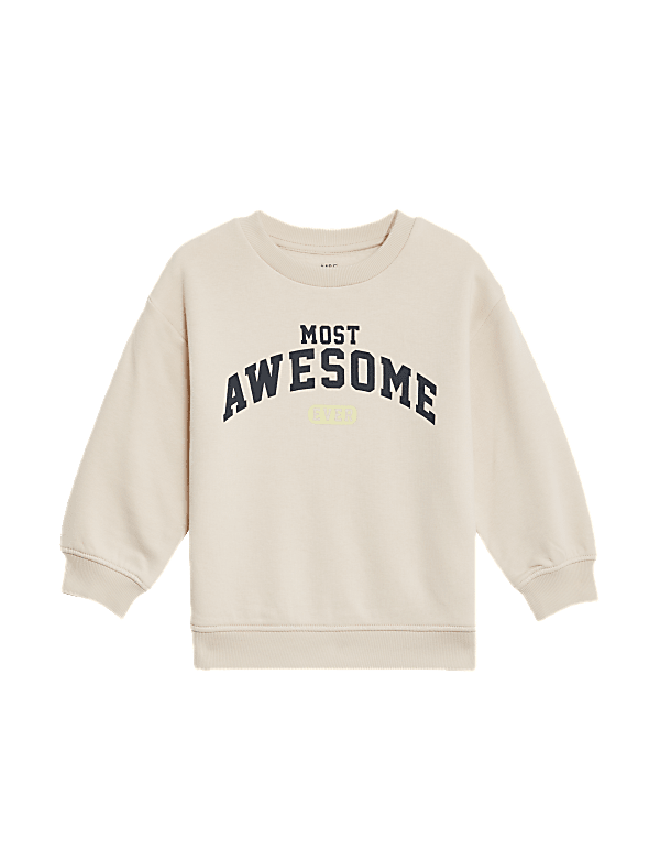 Cotton Rich Awesome Slogan Sweatshirt (2-8 Yrs)