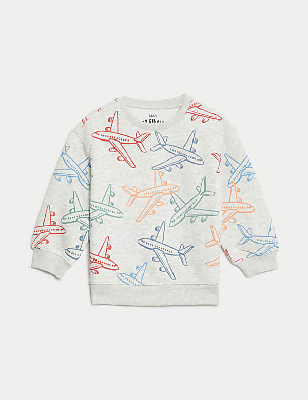 Sweat en coton à motif avion (du&nbsp;2 au 8&nbsp;ans) - FR