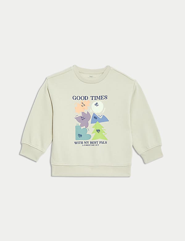 Cotton Rich Good Times Slogan Sweatshirt 2 8 Yrs NEUTRAL Sweatshirts M S DE